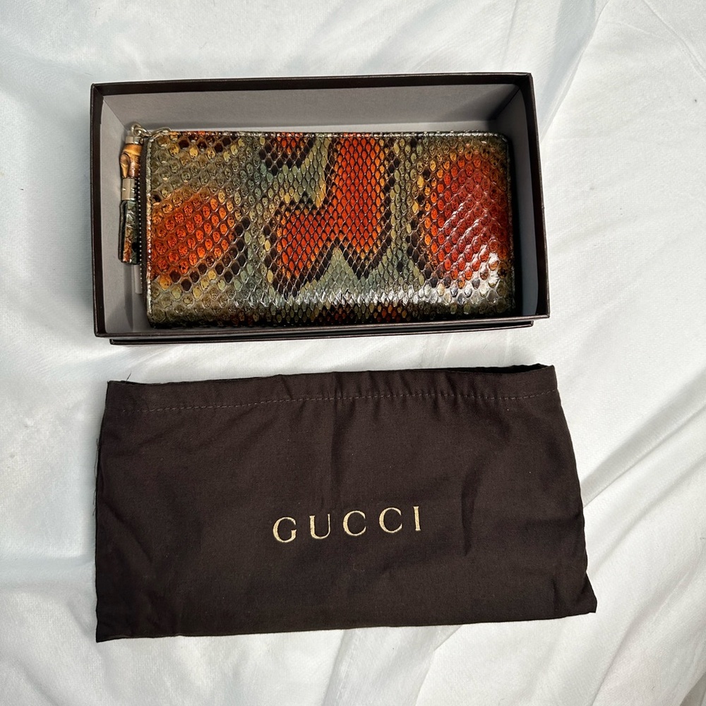 Authentic Gucci Python Zipper Wallet - image 1